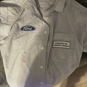 Ford Men's Shirt with Blue and White Stripes